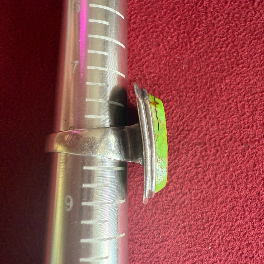 Green Turquoise Silver Ring - image 3